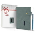 thumbnail image 1 of Promot PU Leather Notebook with Pen - A5 Lined Daily Journals for Writing - Sky Blue, 1 of 7