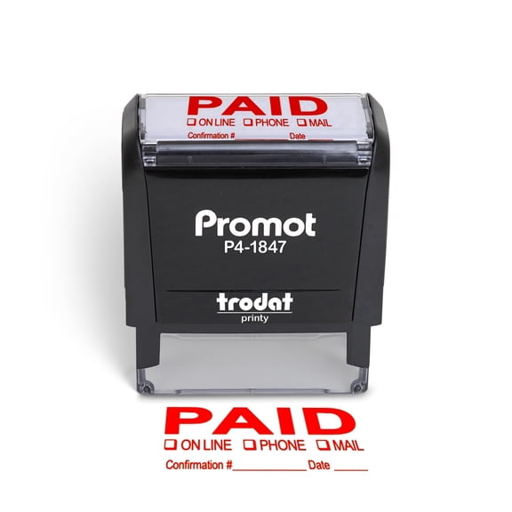 Promot Paid Stamp Self Inking - Paid for Office, Accounts Payable with Confirmation Number and Date - Self Inking Stamp for Business Supplies