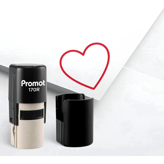 Promot Self-Inking Round Stamp – Heacher Stamp for Classroom, Cards, Planners & Crafts (Basic Heart)
