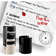 Promot Self-Inking Stamp for Teacher - Round Stamp for Grading & Feedback Clock Black