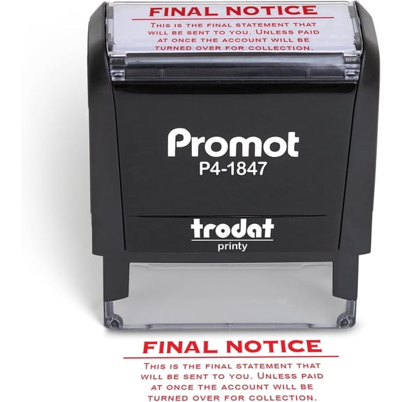 Promot Stamp Final Notice Final Statement - Self Inking Rubber Stamp in Red Ink