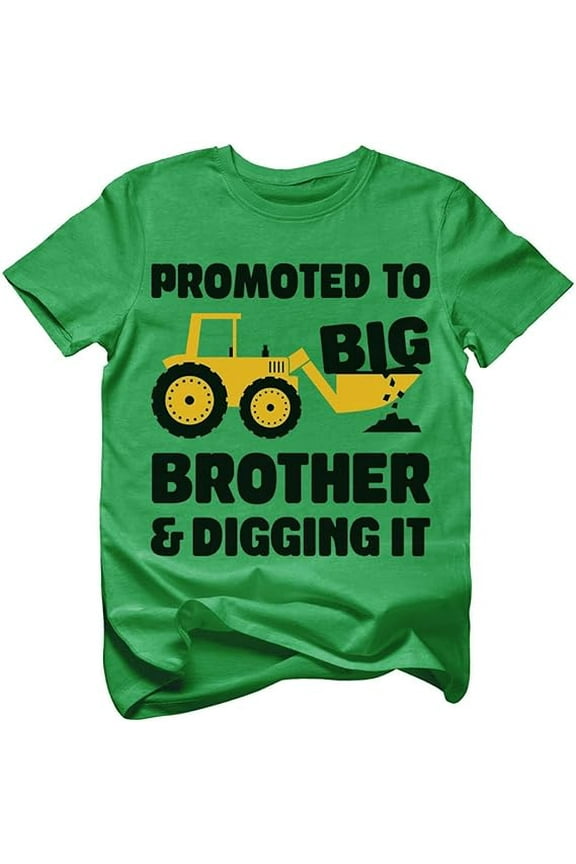 Toddler Boys Shirt Promoted to Big Brother Tractor T-Shirt - 5-6 Green