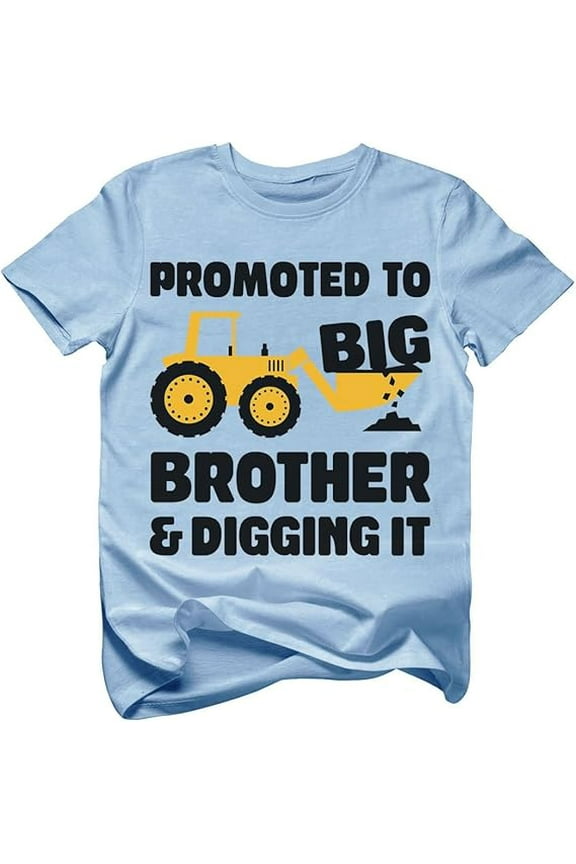 Toddler Boys Shirt Promoted to Big Brother Tractor T-Shirt - 5-6 California Blue