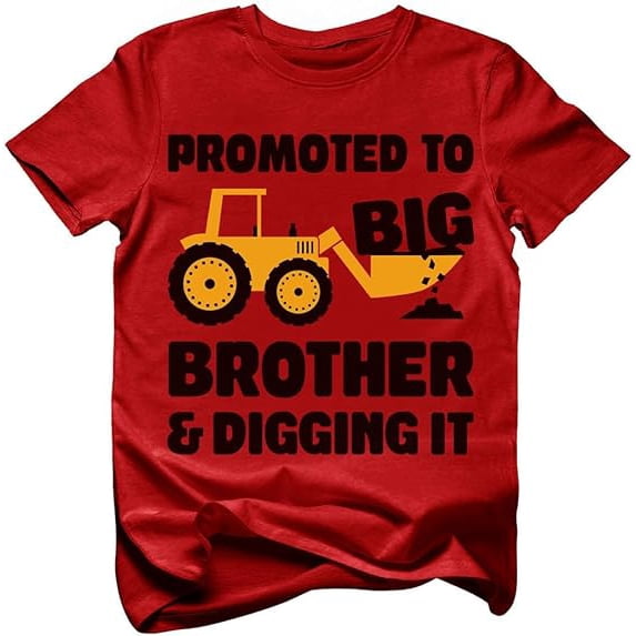 Tstars Toddler Boys Shirt Promoted to Big Brother Tractor T-Shirt - 3T Red