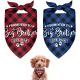 thumbnail image 1 of Promoted to Big Brother Dog Bandana 2 Pack Plaid Dog Bandana Triangle Pet Dog Scarf Pregnancy Announcement Dog Bandana Gender Reveal Dog Outfit Gift for Dog Lover Owner (Blue,Red) Small, 1 of 6