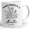 thumbnail image 1 of Promoted From Bestie To Auntie Mug, Auntie Est 2023 2022 Mug, Unexpected Pregnancy Announcement, Aunt To Be Mug Gift, 1 of 6