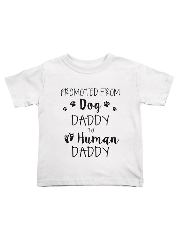 Promoted From Dog Daddy To Human Daddy Cute Toddler Tshirts for Boys Girls (White, Youth L)
