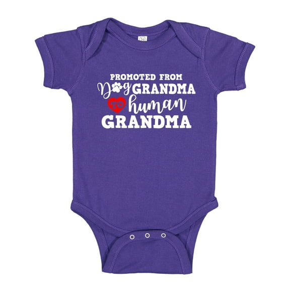 Promoted From Dog Grandma To Human Grandma Baby Bodysuit One Piece 12 mo Purple