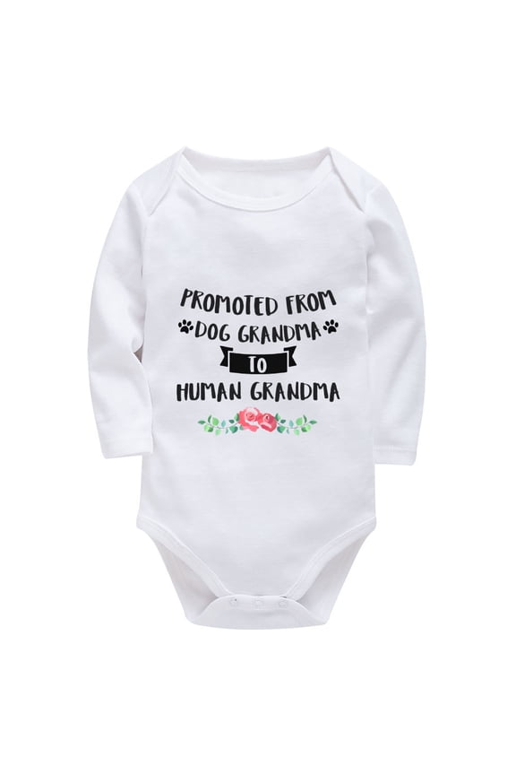 Promoted From Dog Grandma To Human Grandma Coming Home Outfit Boy Long Sleeve Baby Boy Going Home Outfit Newborn Summer Whit