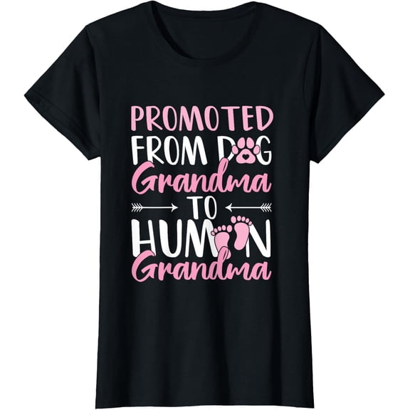 Promoted From Dog Grandma To Human Grandma Vintage Gifts For Family T-shirt