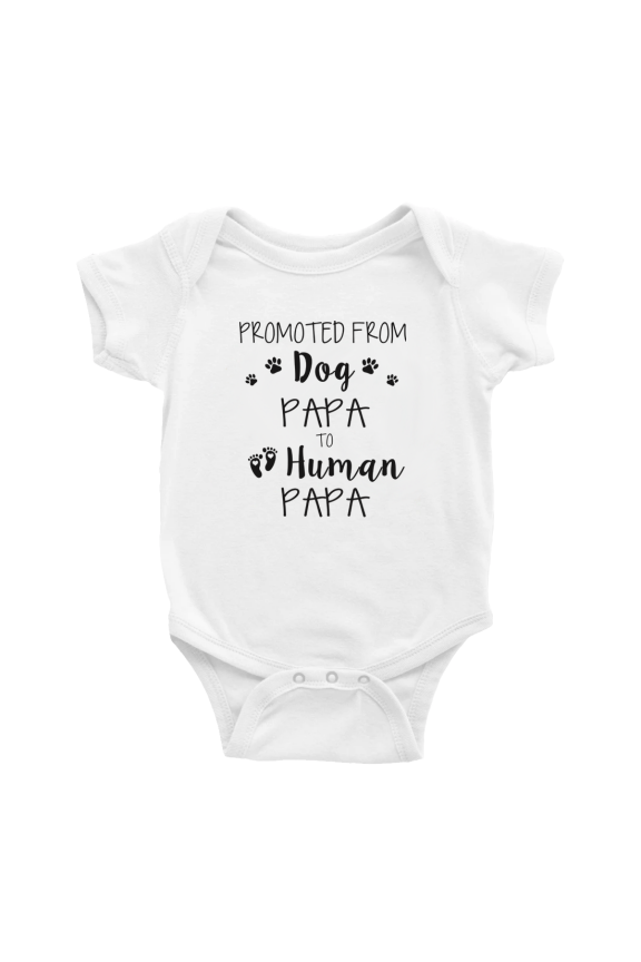 Promoted From Dog PaPa To Human PaPa Funny Baby Rompers Boy Girl Bodysuits