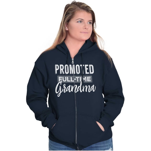 Promoted Grandma Announcement Cute Womens Plus Size Graphic Zipper Hoodie Brisco Brands 5X