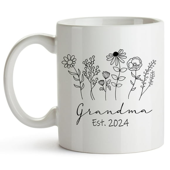 Promoted to Grandma Mug, 11 Ounces, New Grandma Est 2024, First Time Grandma Coffee Mug, Pregnancy Announcement for Grandparents, Soon To Be Grandma Coffee Mug (White)
