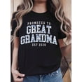 thumbnail image 1 of Promoted to Great Grandma Est 2026 Women's Black T-Shirt Retro Floral Blue Pattern Graphic Tee New Grandmother Announcement Gift Comfortable Short Sleeve Apparel, 1 of 6