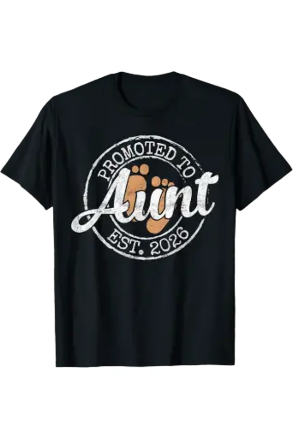 Promoted To Aunt Est 2026 Stamp First Time Auntie To Be T-Shirt