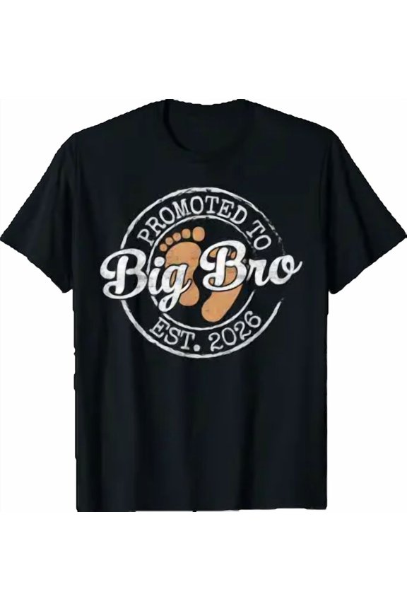 Promoted To Big Bro Est 2026 Stamp First Time Brother To Be Gift Idea T-Shirt, Size S-5XL
