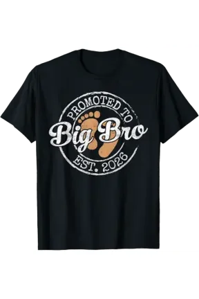 Promoted To Big Bro Est 2026 Stamp First Time Brother To Be T-Shirt
