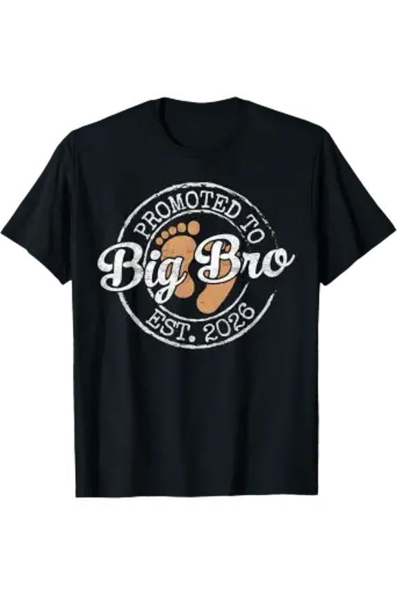 Promoted To Big Bro Est 2026 Stamp First Time Brother To Be T-Shirt