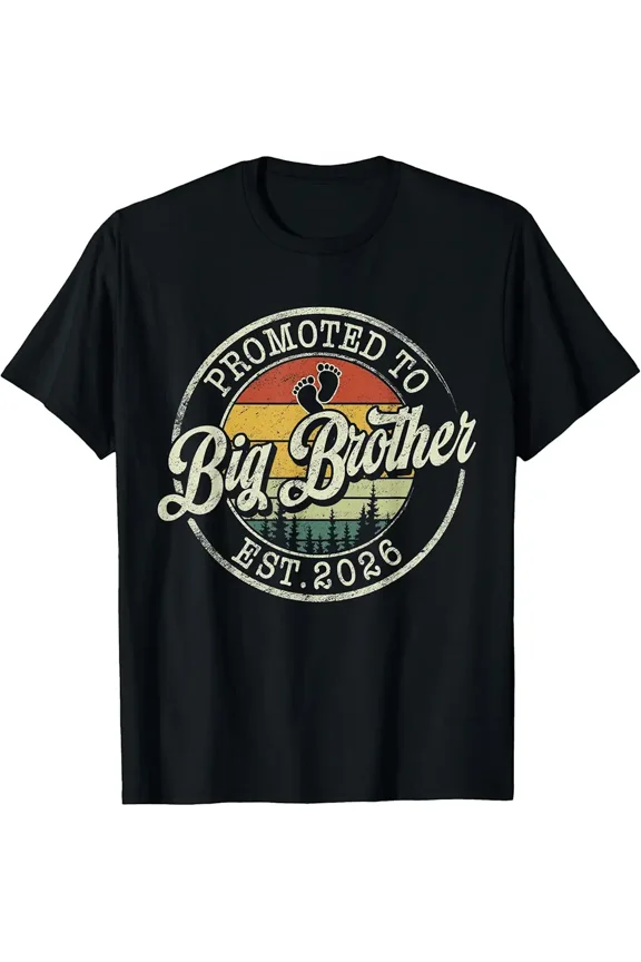 Promoted To Big Brother Est 2026 Pregnancy Announcement Sibling Gift Unisex T-Shirt, up to Size 5XL