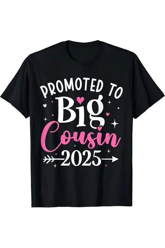 Promoted To Big Cousin 2025 Pregnancy Announcement Holiday Unisex T-Shirt, up to Size 5XL