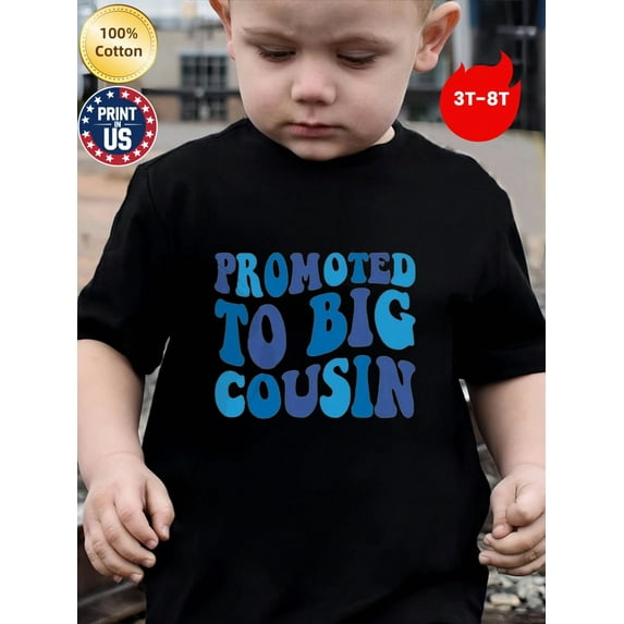 MAWOTEA Promoted To Big Cousin Iron-on Graphic T-shirts for Outdoor Sports and Daily Wearing, Young Girls T-Shirts, Size from 3T-13Y
