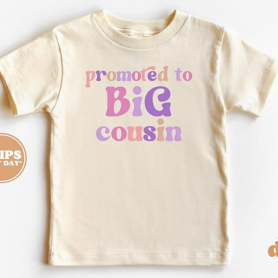 Promoted To Big Cousin Toddler Shirt (Girl) - Pregnancy Announcement Retro Kids Shirt - Sibling TODDLER SHORT SLEEVE TEE BELLA CANVAS 3001T