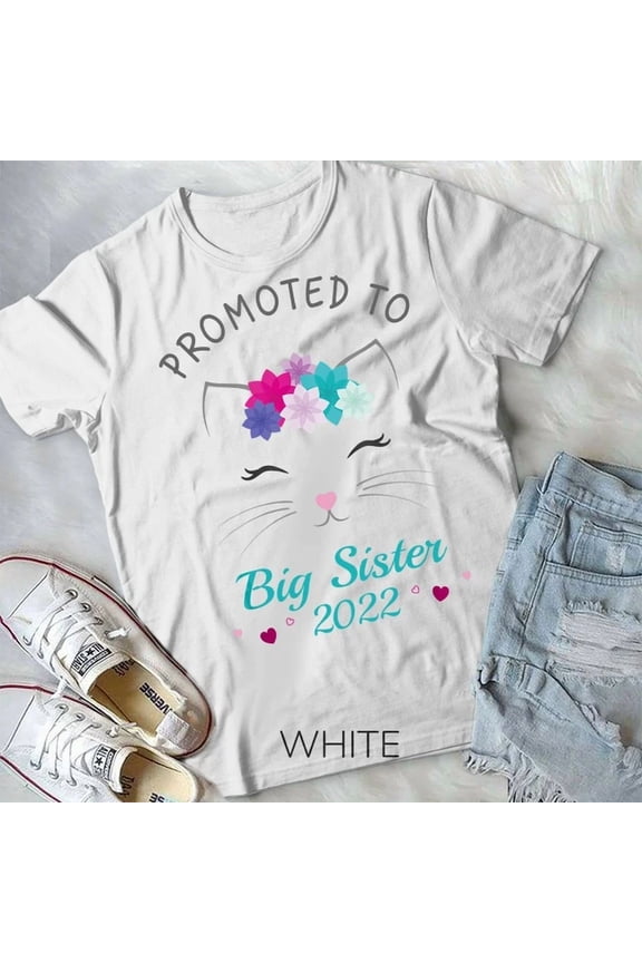 Promoted To Big Sister 2022 Girls Kitty Cat Unisex Form T-Shirt