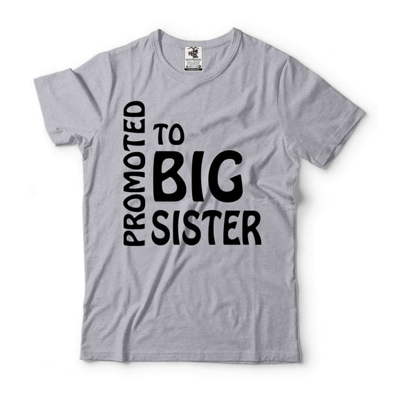 Promoted To Big Sister Tee Big Sister Announcement Shirt Sister Shirt Pregnancy Announcement Tee (Medium Grey)