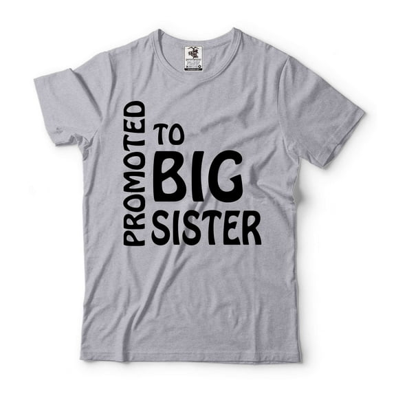 Promoted To Big Sister Tee Big Sister Announcement Shirt Sister Shirt Pregnancy Announcement Tee (X-Large Grey)