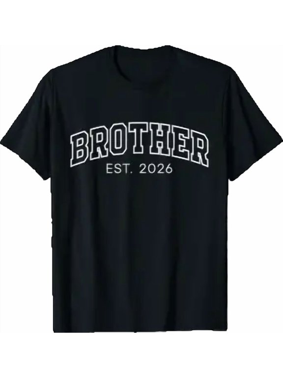 Promoted To Brother Est 2026 Lettering First Time Bro To Be Gift T-Shirt, Size S-5XL