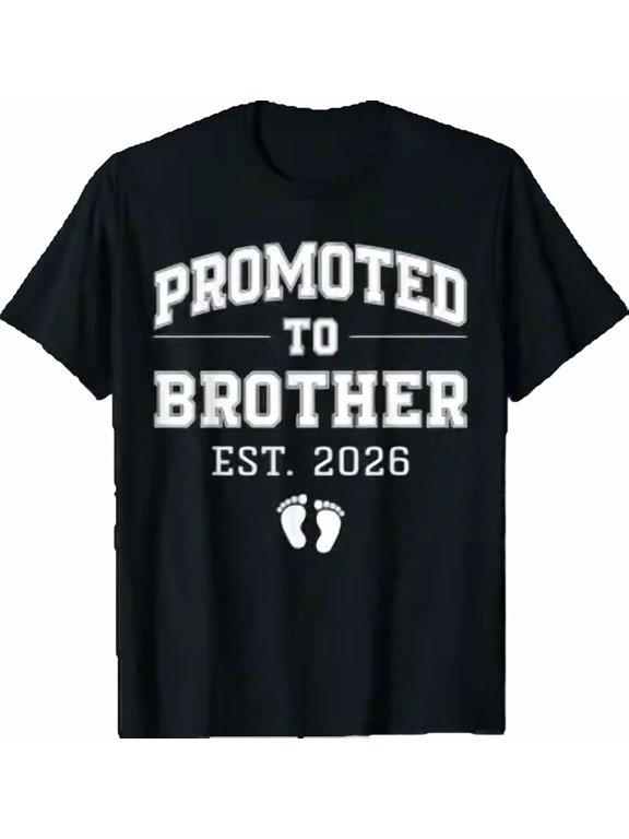 Promoted To Brother Est 2026 Varsity First Time Bro To Be Gift T-Shirt, Size S-5XL