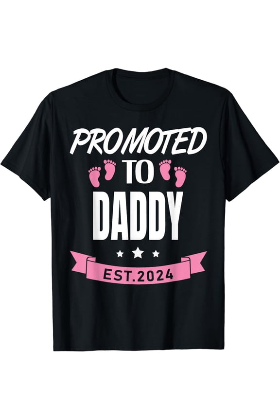 Promoted To Daddy Est.2024 Pink Birthday Pregnancy Unisex Men Women T-Shirt S-5Xl - Best Birthday Gifts
