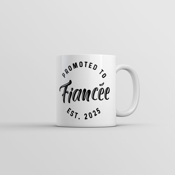 Promoted to Fiancee 2025 Mug Funny Sarcastic Marriage Graphic Novelty Coffee Cup