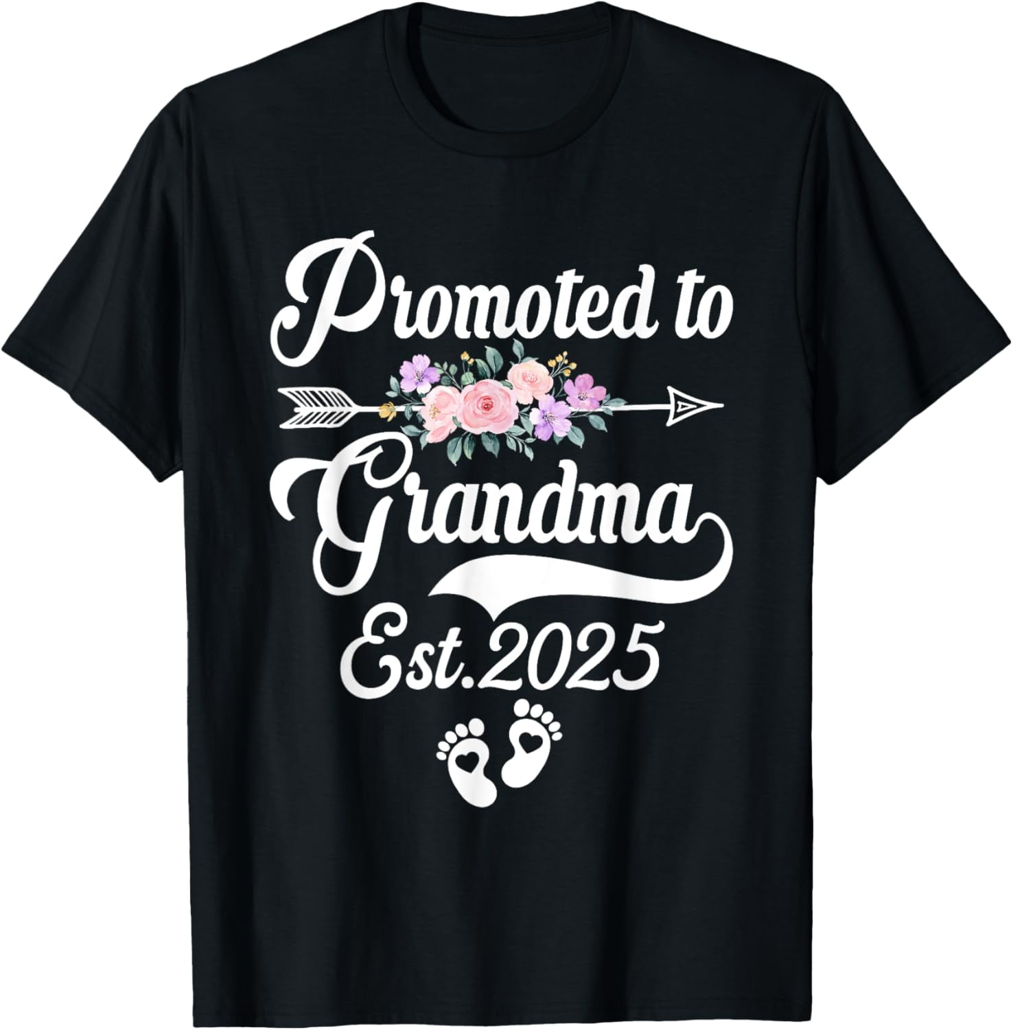 Promoted To Grandma Est 2025 Floral Funny Mother's Day 2025 TShirt