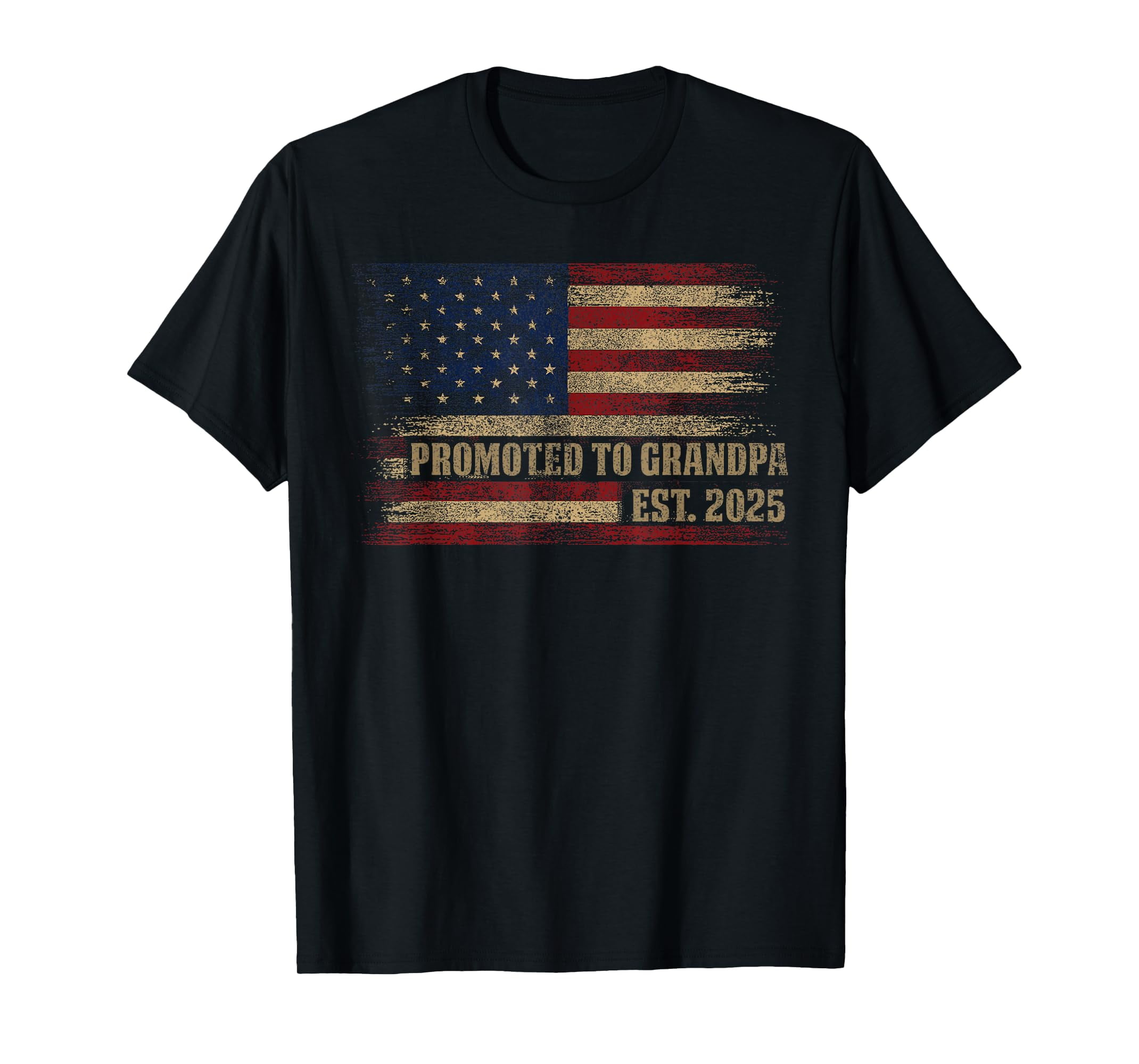 Promoted To Grandpa Est 2025 Usa Vintage Flag Fathers Day TShirt