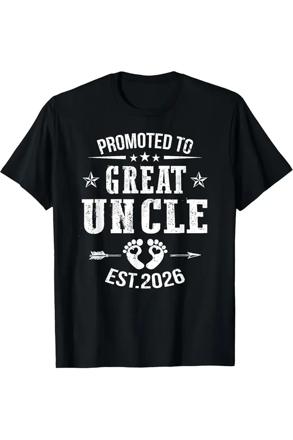 Promoted To Great Uncle Est 2026 Soon To Be Uncle Reveal Gift Unisex T-Shirt, up to Size 5XL
