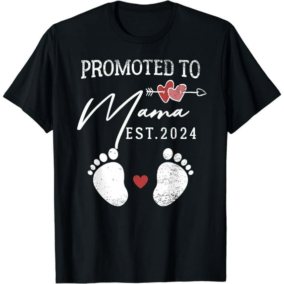 Promoted To Mama Est 2024 Funny Family Baby Reveal T-Shirt