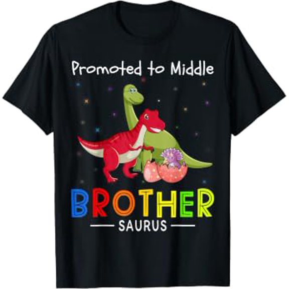 Promoted To Middle Brother Dinosaur Middle Bro Middle Boy T-Shirt