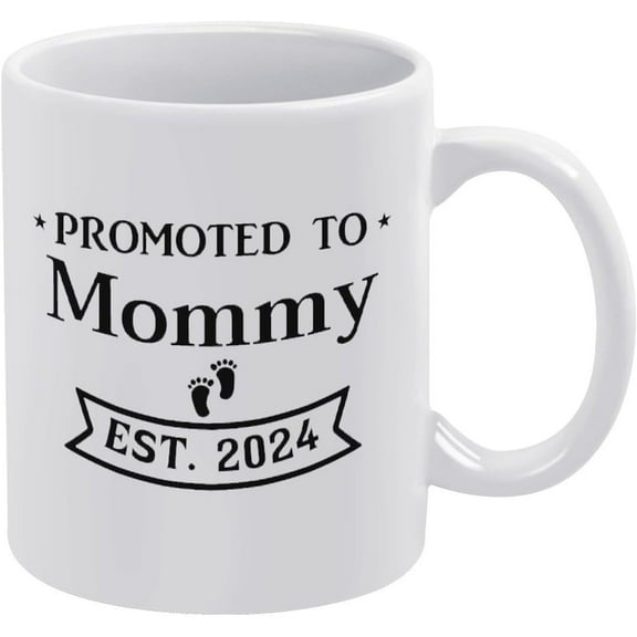 Promoted To Mommy Est 2024 Ceramic Coffee Mug Funny Coffee Mug | Ceramic Mug | 11 Oz Tea Cup – Unique Gift For Men & Women | White