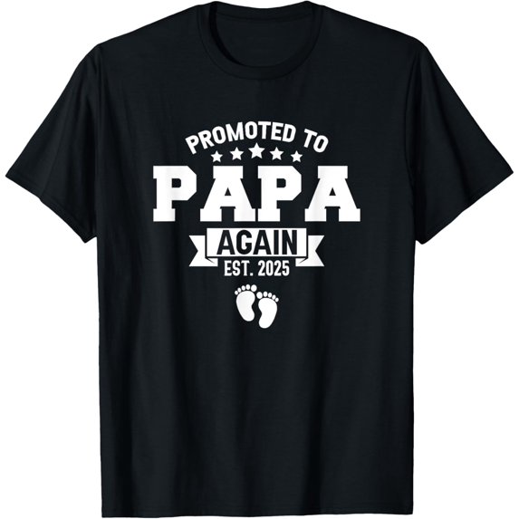 Promoted To Papa Again 2025 Funny Pregnancy Announcement T-Shirt