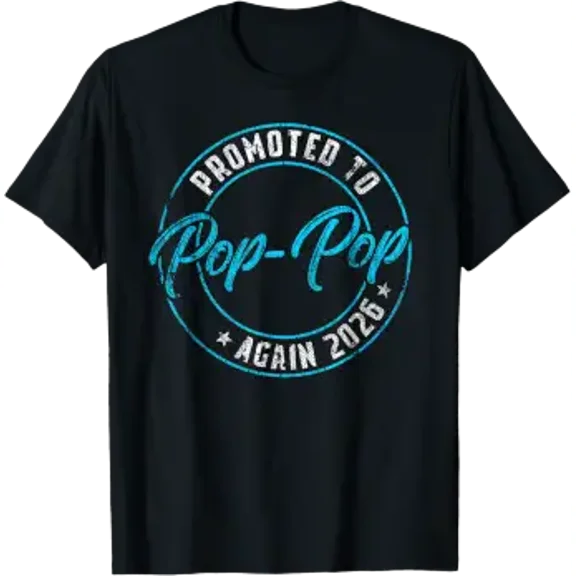 Promoted To Pop-Pop Again 2026 Grandpa Vintage Reveal T-Shirt