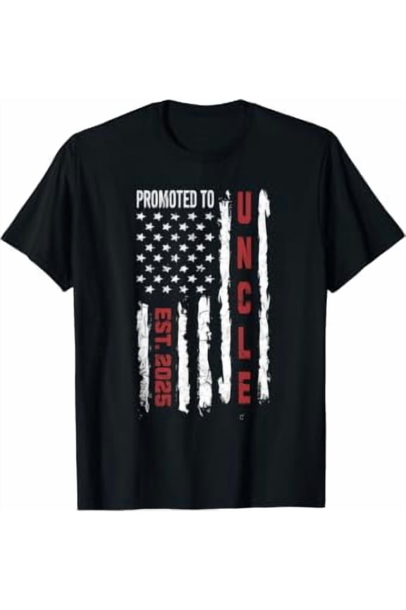 Promoted To Uncle 2025, First Time Uncle American Flag T-Shirt
