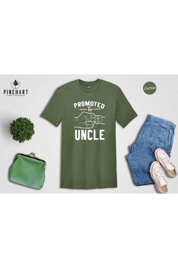 Promoted To Uncle Baby Announcement Shirt Funny Design Heather Blend Tee Eco Ink Unisex SX