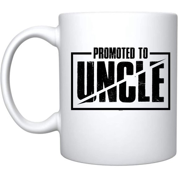 Promoted To Uncle Pregnancy Announcement Ceramic Coffee Mug For Him Funny Birthday Gifts Fathers Day (White, Ceramic)