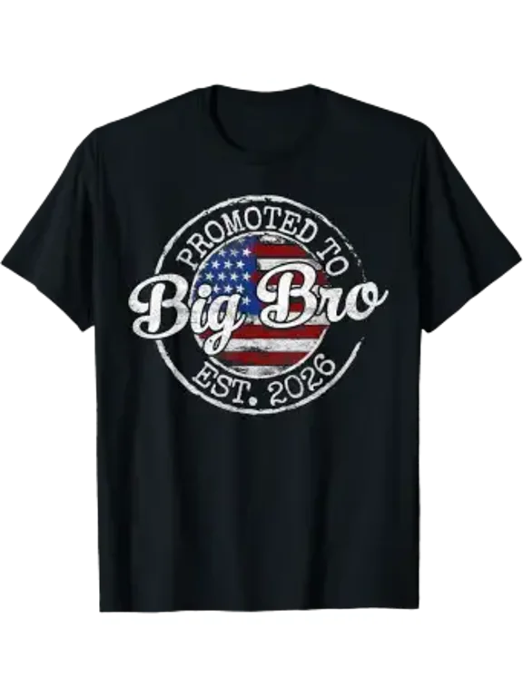 Promoted to Big Bro Est 2026 Stamp First Time Brother to Be T-Shirt