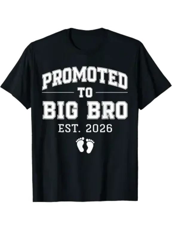 Promoted to Big Bro Est 2026 Varsity 1st Time Brother to Be T-Shirt