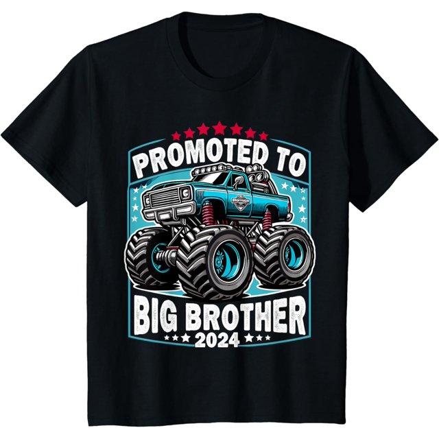 Promoted to Big Brother 2024 Cool Monster Truck Boys Toddler Cotton TShirt