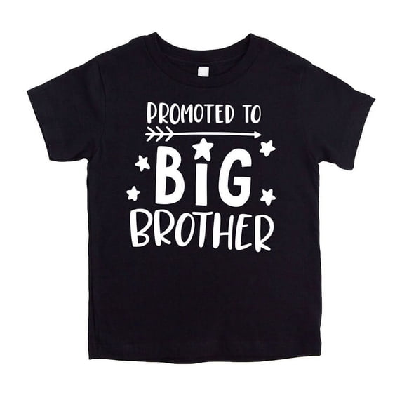 Promoted to Big Brother Announcement Shirt for Sibling Brother Big Brother Shirt Black Short Sleeve Shirt, Youth Small (6-8)