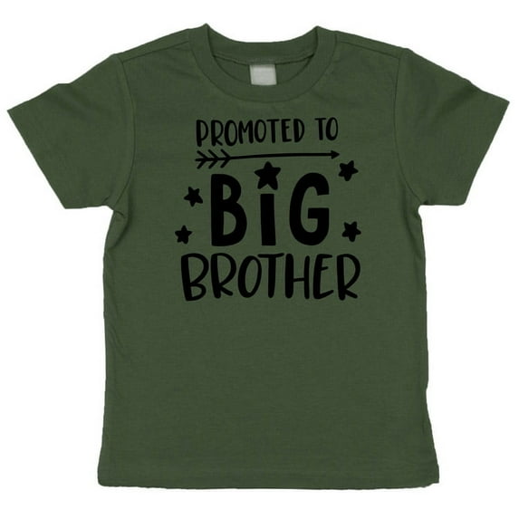 Promoted to Big Brother Announcement Shirt for Sibling Brother Big Brother Shirt Military Green Short Sleeve Shirt