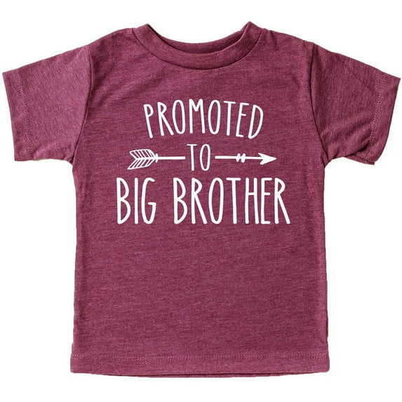 Promoted to Big Brother Arrow Sibling Reveal Announcement Shirt for Boys Big Brother Sibling Outfit Vintage Burgundy Shirt Youth Large